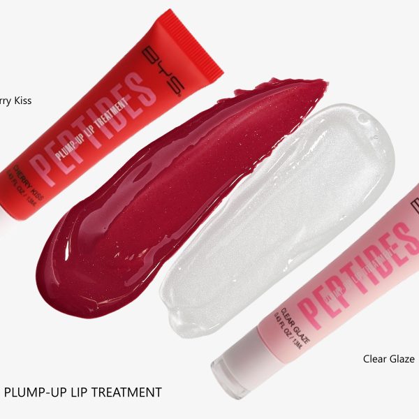 Red Lip Gloss And Lip Gloss Or Balm Smudge On White Background